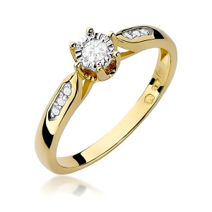 Pierścionek W0328 Diament 0,08ct żółte złoto 375