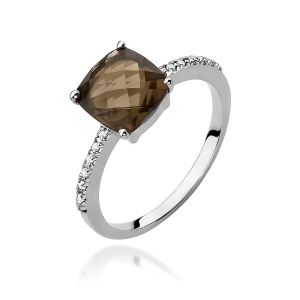 Pierścionek W0511 Kwarc Dymny 2,00ct białe złoto 375