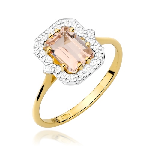Pierścionek W0576 Morganit 1.00ct żółte złoto 375