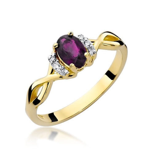 Pierścionek W0019 Rodolit 0,50ct żółte złoto 375
