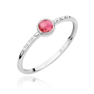 Pierścionek W0596 Różowy Turmalin 0,30ct białe złoto 375
