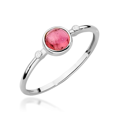 Pierścionek W0597 Różowy Turmalin 0,60ct białe złoto 375