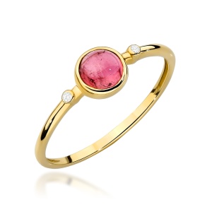 Pierścionek W0597 Różowy Turmalin 0,60ct żółte złoto 375