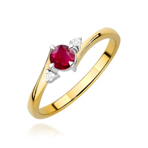 Pierścionek W0346B Rubin 0,30ct żółte złoto 375