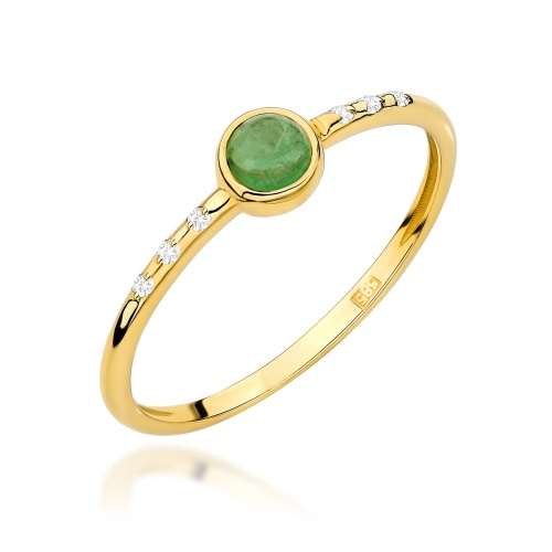 Pierścionek W0596 Zielony Turmalin 0,30ct żółte złoto 375