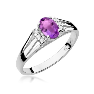 Pierścionek W0005 Ametyst 0,40ct białe złoto 375