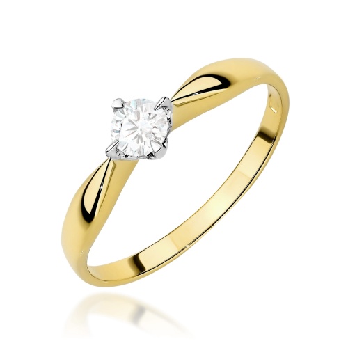 Pierścionek W0171 Diament Laboratoryjny 0,15ct żółte złoto 375