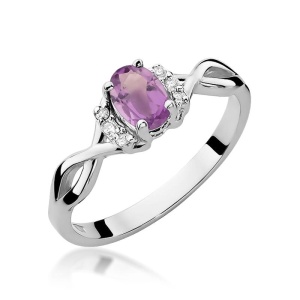 Pierścionek W0019 Ametyst 0,40ct białe złoto 375