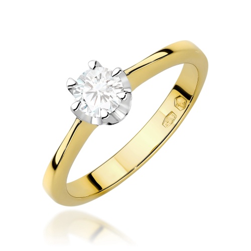 Pierścionek W0220B Diament Laboratoryjny 0,30ct żółte złoto 375