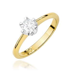Pierścionek W0220 Diament Laboratoryjny 0,50ct żółte złoto 375