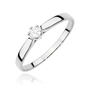 Pierścionek W0222 Diament Laboratoryjny 0,10ct białe złoto 375