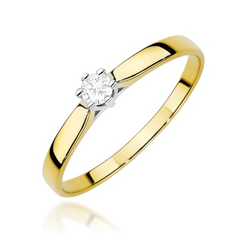 Pierścionek W0222 Diament Laboratoryjny 0,10ct żółte złoto 375