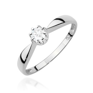 Pierścionek W0228 Diament Laboratoryjny 0,15ct białe złoto 375