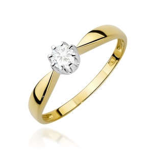 Pierścionek W0228 Diament Laboratoryjny 0,15ct żółte złoto 375