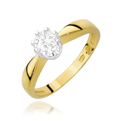 Pierścionek W0228 Diament Laboratoryjny 0,30ct żółte złoto 375