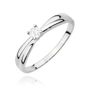 Pierścionek W0230 Diament Laboratoryjny 0,10ct białe złoto 375