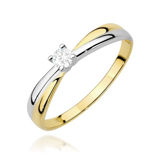 Pierścionek W0230 Diament Laboratoryjny 0,10ct żółte złoto 375