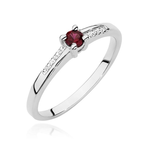Pierścionek W0258 Rubin 0,15ct białe złoto 375
