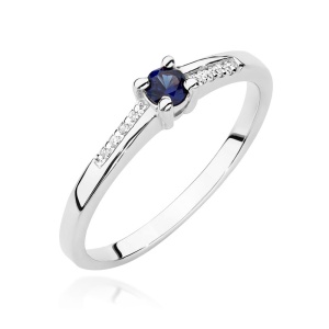 Pierścionek W0258 Szafir 0,15ct białe złoto 375