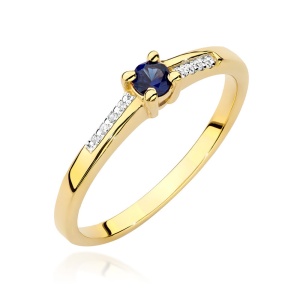 Pierścionek W0258 Szafir 0,15ct żółte złoto 375