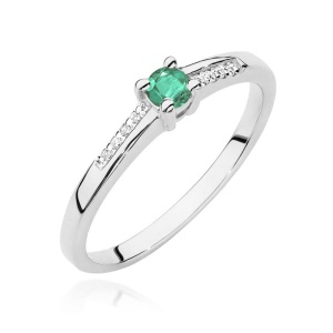 Pierścionek W0258 Szmaragd 0,15ct białe złoto 375