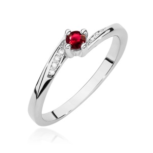 Pierścionek W0262 Rubin 0,15ct białe złoto 375