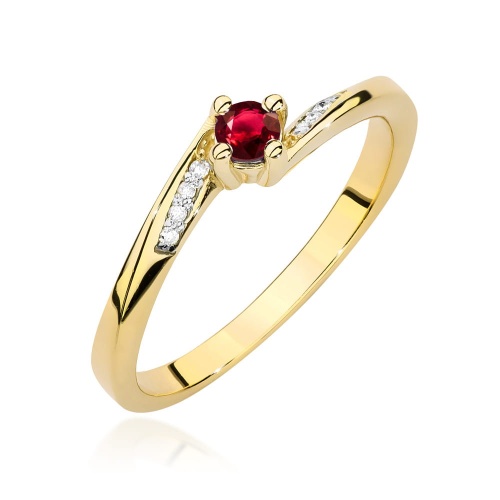 Pierścionek W0262 Rubin 0,15ct żółte złoto 375