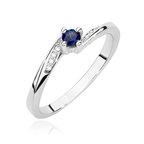 Inel W0262 Safir 0,15ct Aur alb 375