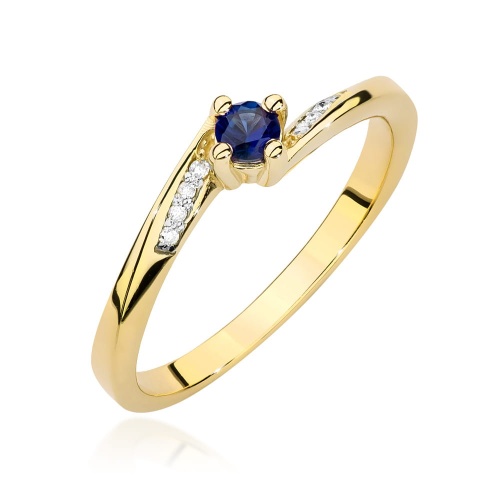 Pierścionek W0262 Szafir 0,15ct żółte złoto 375