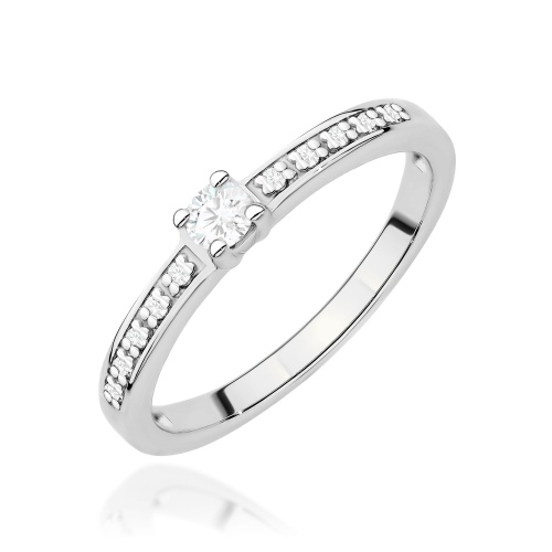 Pierścionek W0288 Diament Laboratoryjny 0,08ct białe złoto 375