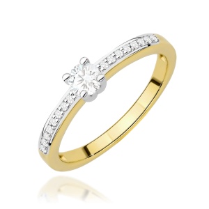 Pierścionek W0288 Diament Laboratoryjny 0,20ct żółte złoto 375