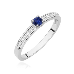 Pierścionek W0288 Szafir 0,15ct białe złoto 375