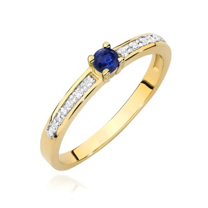 Pierścionek W0288 Szafir 0,15ct żółte złoto 375