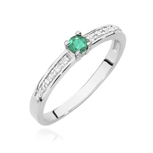 Pierścionek W0288 Szmaragd 0,15ct białe złoto 375