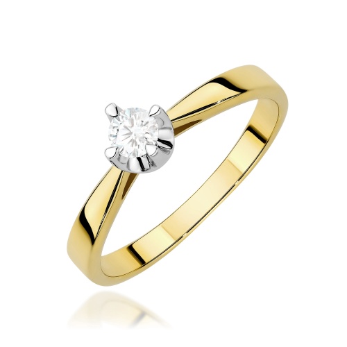 Pierścionek W0293 Diament Laboratoryjny 0,20ct żółte złoto 375