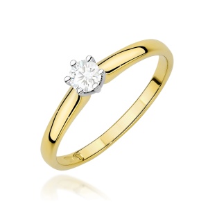 Pierścionek W0317 Diament Laboratoryjny 0,20ct żółte złoto 375