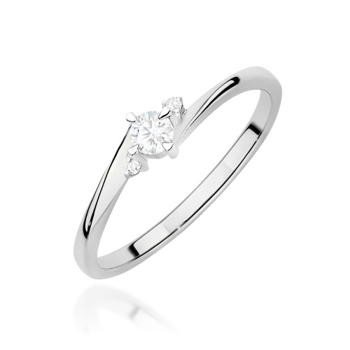 Pierścionek W0346 Diament Laboratoryjny 0,10ct białe złoto 375