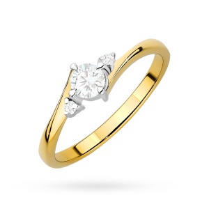 Pierścionek W0346 Diament Laboratoryjny 0,25ct żółte złoto 375