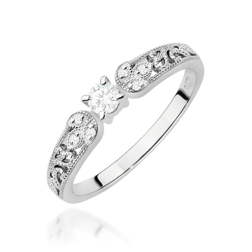 Inel W0411 Diamant de laborator 0,10ct Aur alb 375