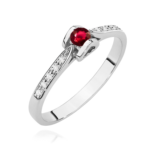Pierścionek W0435 Rubin 0,15ct białe złoto 375