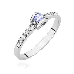 Pierścionek W0435 Tanzanit 0,15ct białe złoto 375