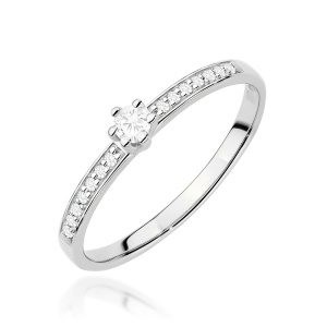 Pierścionek W0459 Diament Laboratoryjny 0,10ct białe złoto 375