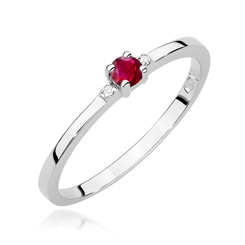 Pierścionek W0464 Rubin 0,15ct białe złoto 375