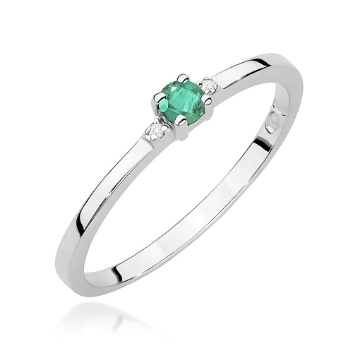 Pierścionek W0464 Szmaragd 0,15ct białe złoto 375