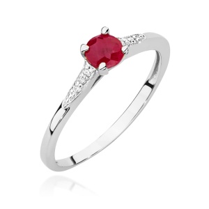 Pierścionek W0466 Rubin 0,30ct białe złoto 375