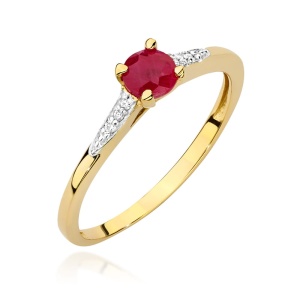 Pierścionek W0466 Rubin 0,30ct żółte złoto 375