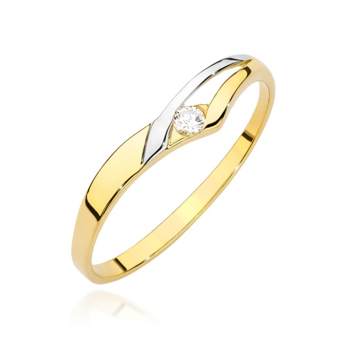Pierścionek W0609 Diament 0,04ct żółte złoto 375