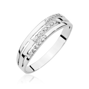 Pierścionek W0612 z diamentami białe złoto 375