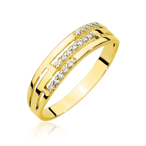 Pierścionek W0612 z diamentami żółte złoto 375