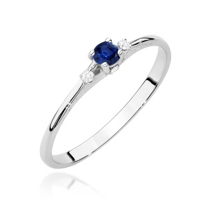 Pierścionek W0614 Szafir 0,15ct białe złoto 375